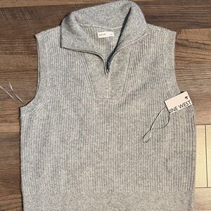 NWT Nine West Light Gray Knit Sweater Vest